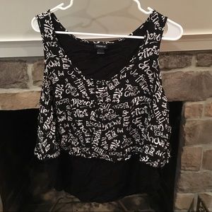 Black & White Torrid Tank Blouse with French Text